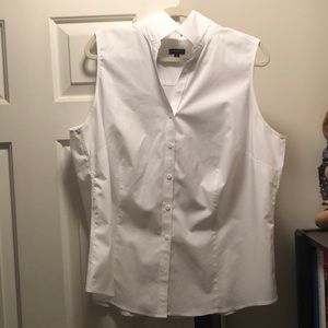 Talbots white sleeveless blouse